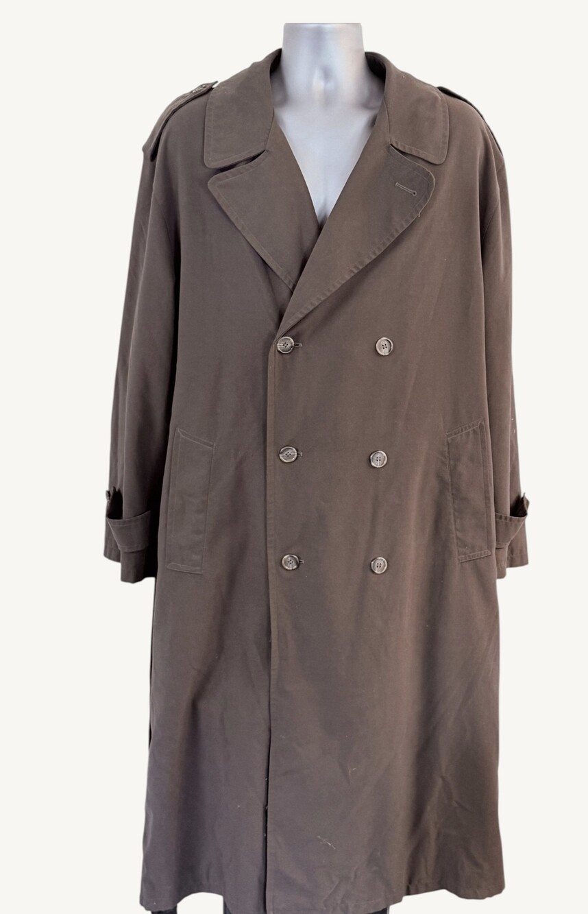 Vintage Newport Harbor Men's Brown 52" Full Length Trench Coat XL/2XL Made USA
